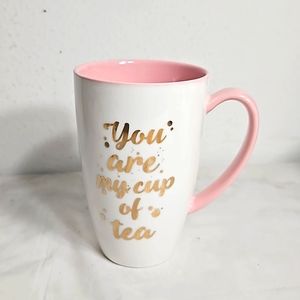 COPY - glossy pink, gold and white you are my cup of tea coffee mug